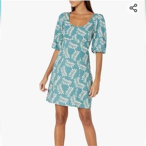 Parker cammie blue tropical puff sleeve mini dress